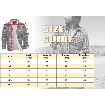 Herren Winterjacke Hemd Kariert Gefüttert Grün XXL