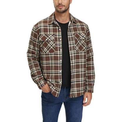 Herren Winterjacke Hemd Kariert Braun – Gefüttert & Warm