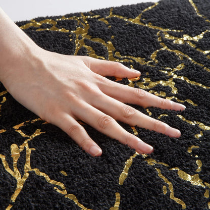 Rutschfeste Badematte Schwarz Gold Mikrofaser 60x120 cm