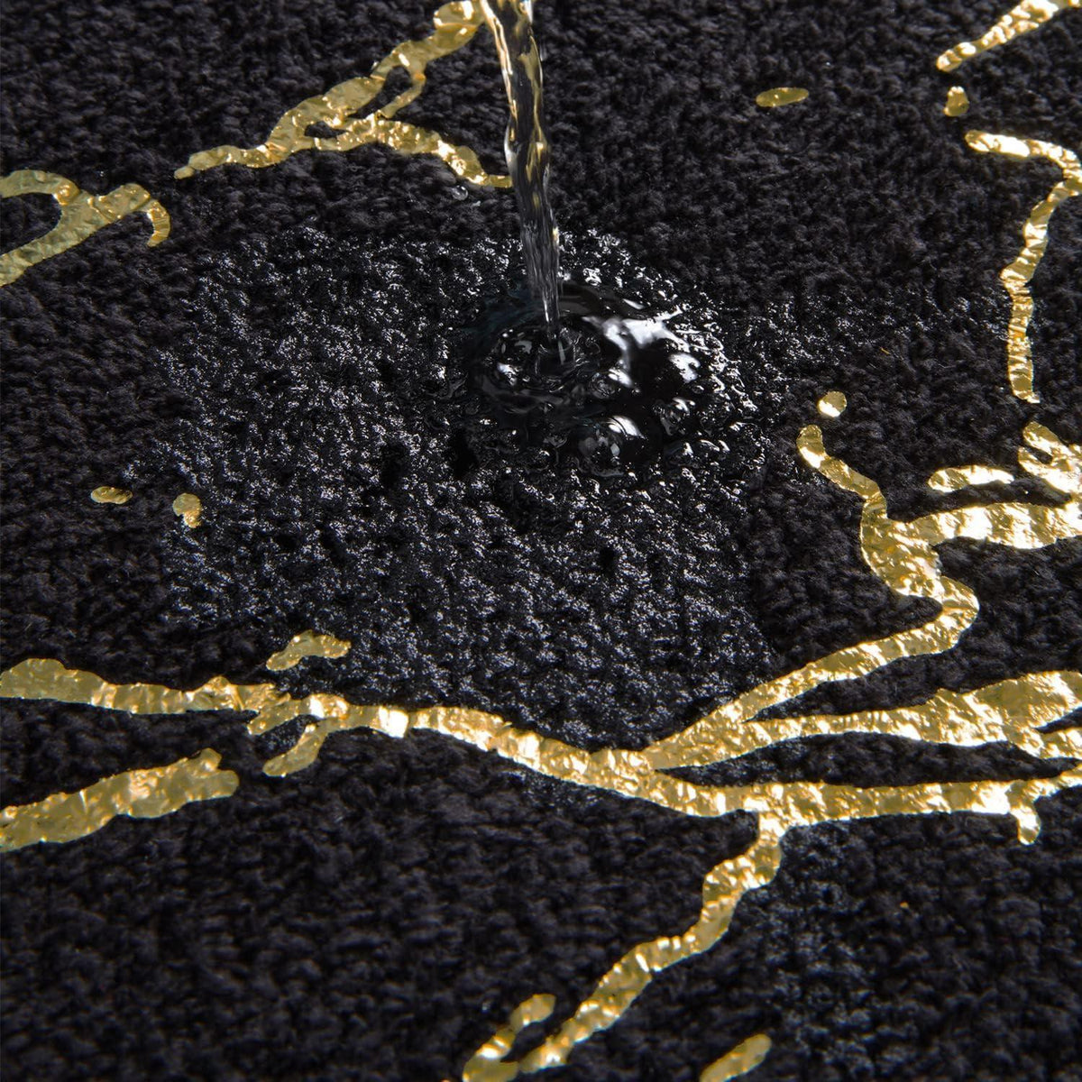 Rutschfeste Badematte Schwarz Gold Mikrofaser 60x120 cm