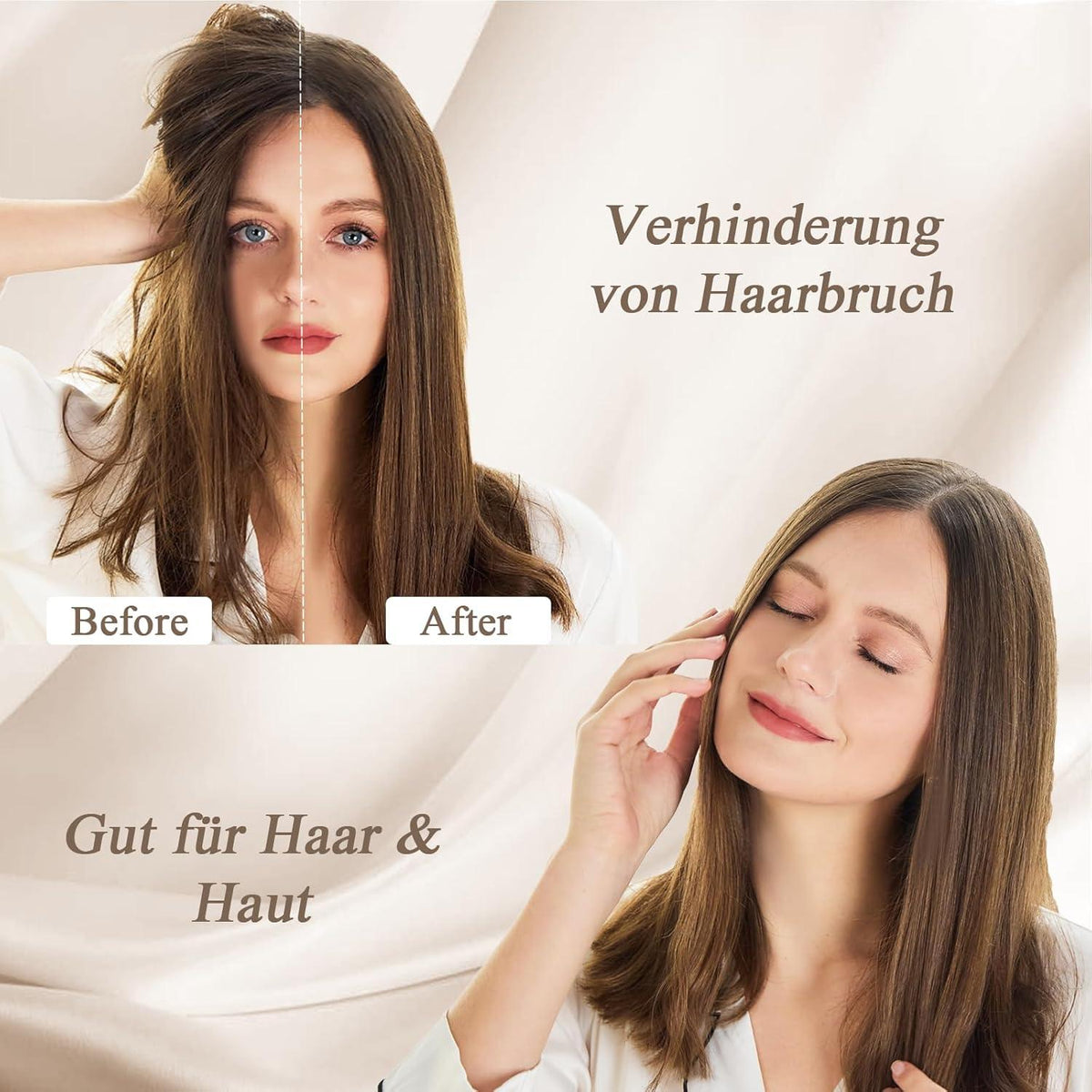Satin Kissenbezug 40x80 2er Set Weich Seidenkissenbezug Beige