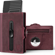 Airtag Kartenetui RFID Schutz Herren Geldbörse Slim Wallet Rot