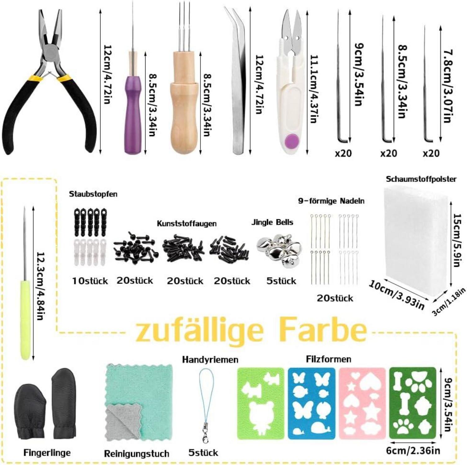 50 Farben Nadelfilz Set - 228-teiliges Starter-Kit in