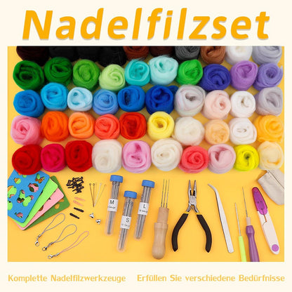 Nadel Filz Set 50 Farben DIY Wollfilz 228-teilig Tragetasche Filzwerkzeuge