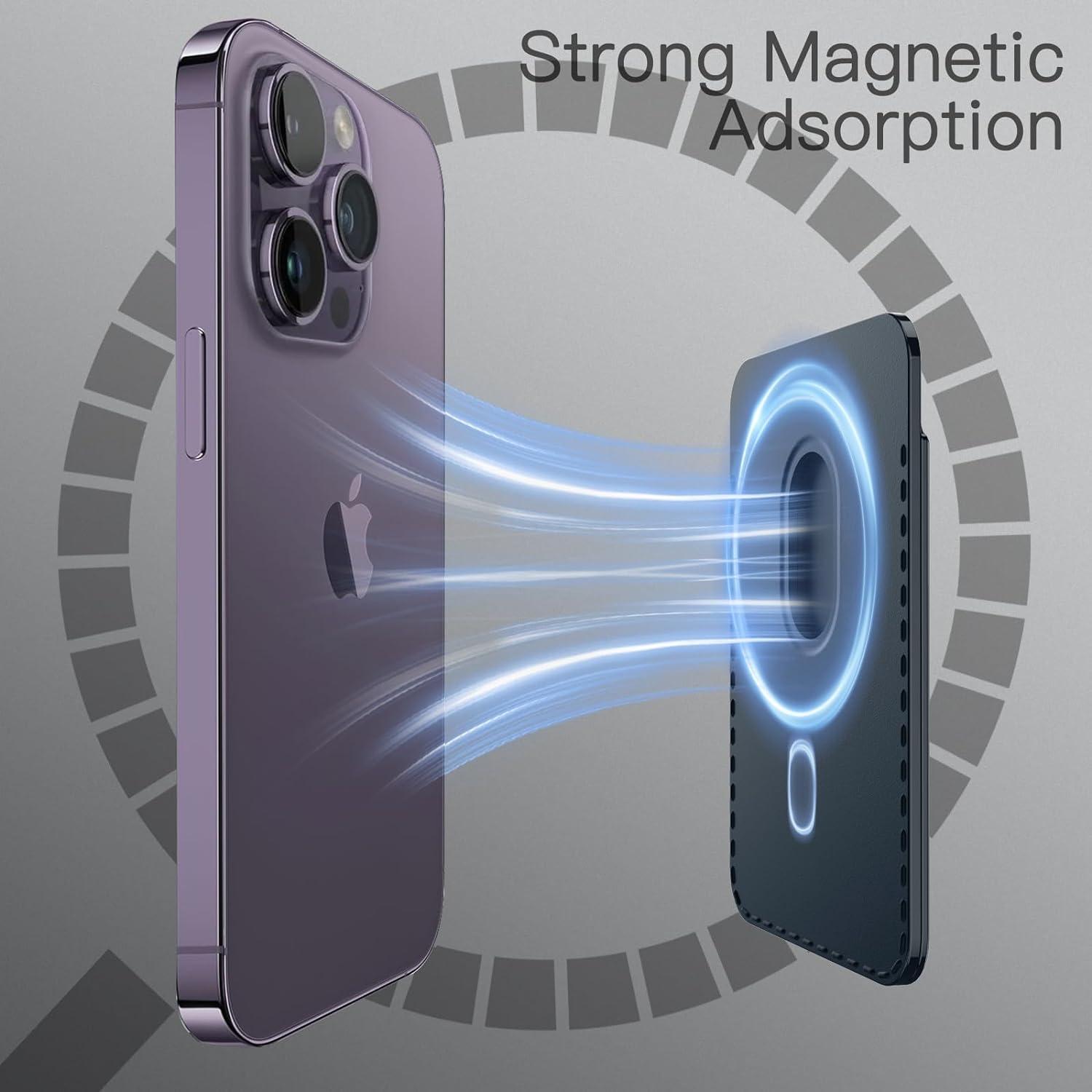 Magnetische Wallet für iPhone 16/15/14/13/12 Serie, PU Kartenhalter