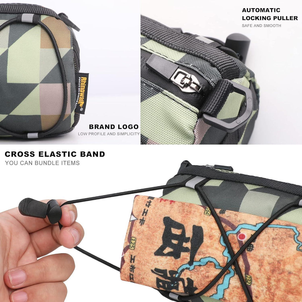 Fahrrad Lenkertasche mit Schultergurt, 2.4L, Camouflage Grün