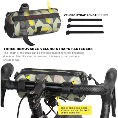 Fahrrad Lenkertasche mit Schultergurt, 2.4L, Camouflage Grün