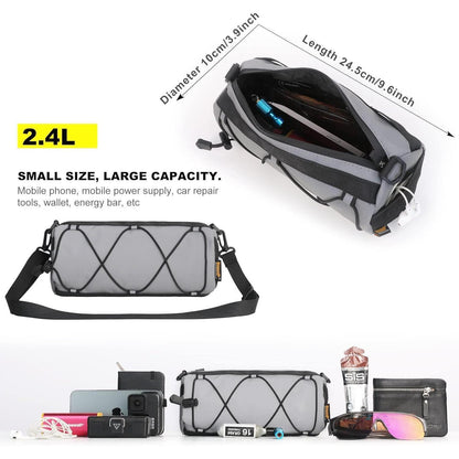 Fahrrad Lenkertasche mit Schultergurt, 2.4L, Reflektierendes Grau