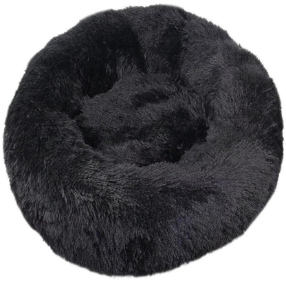 Rundes Hundebett Plüsch 120cm – Flauschige Hundematte Schwarz