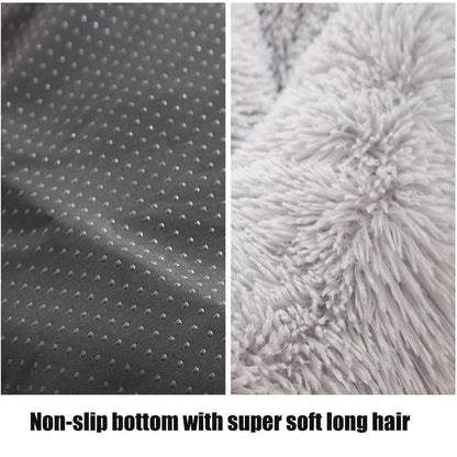 Rundes Hundebett Plüsch – Flauschig & Waschbar, Blau 110cm