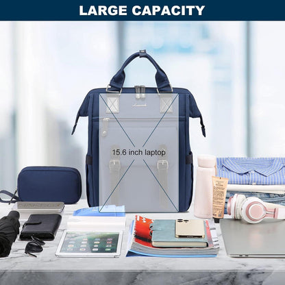 Damen Rucksack 15,6 Zoll Laptop Wasserdicht Blau Uni Büro