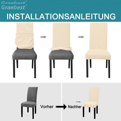 Wasserdichte Stuhlhussen Set 6 - Beige, Elastisch & Pflegleicht