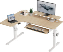 Höhenverstellbarer Schreibtisch L-Form LED Tastaturablage