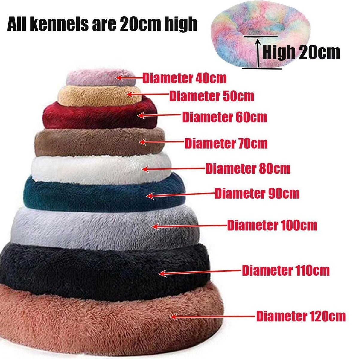 Rundes Hundebett Plüsch – Flauschiges Katzenbett 100cm Hellgrau