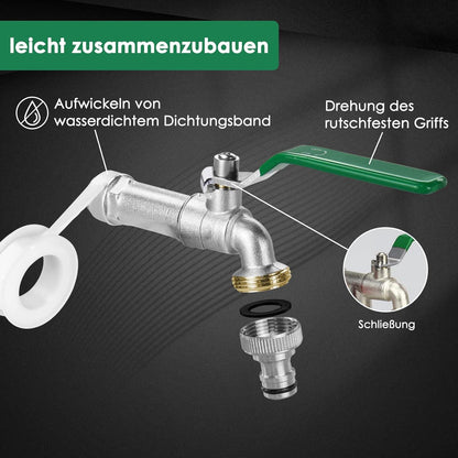 SPGOOD Garten Wasserhahn Premium Messing 1/2 Zoll Rost- & Frostsicher Grün