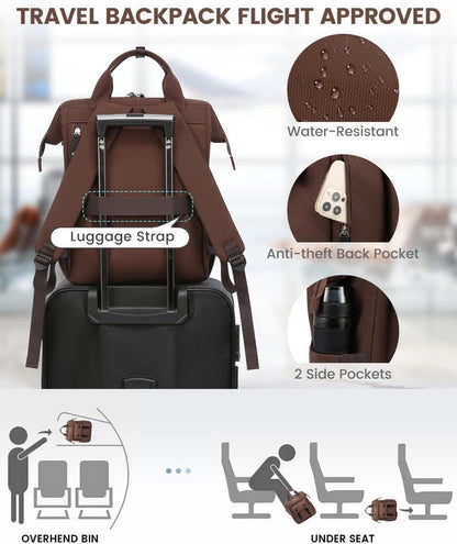 Laptop Rucksack Damen 15,6 Zoll, Wasserdicht, Business, Reise, Uni
