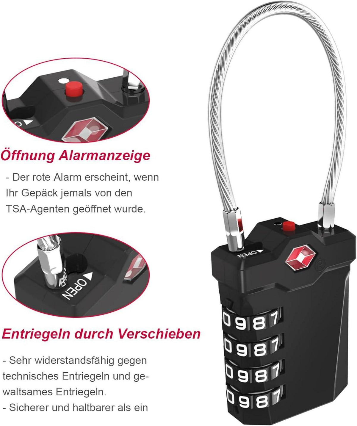 ZHEGE TSA Gepäckschloss 2 Stücke 4-Stelliges Zahlenschloss Gelb