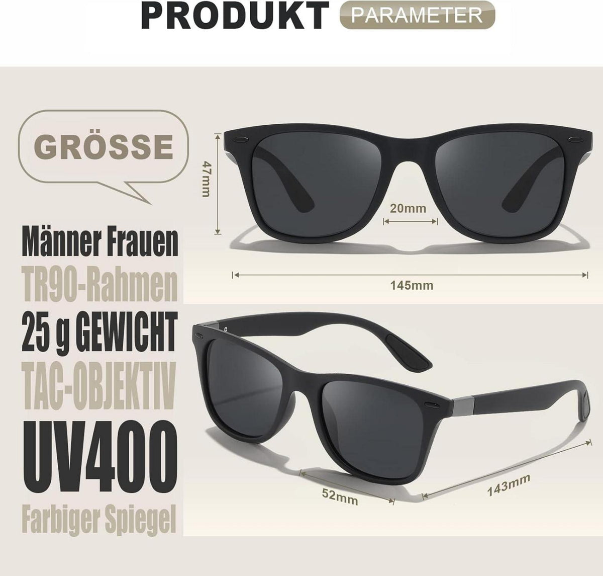 Polarisierte UV400 Sonnenbrille Retro Vintage Stil Sport & Fahrrad