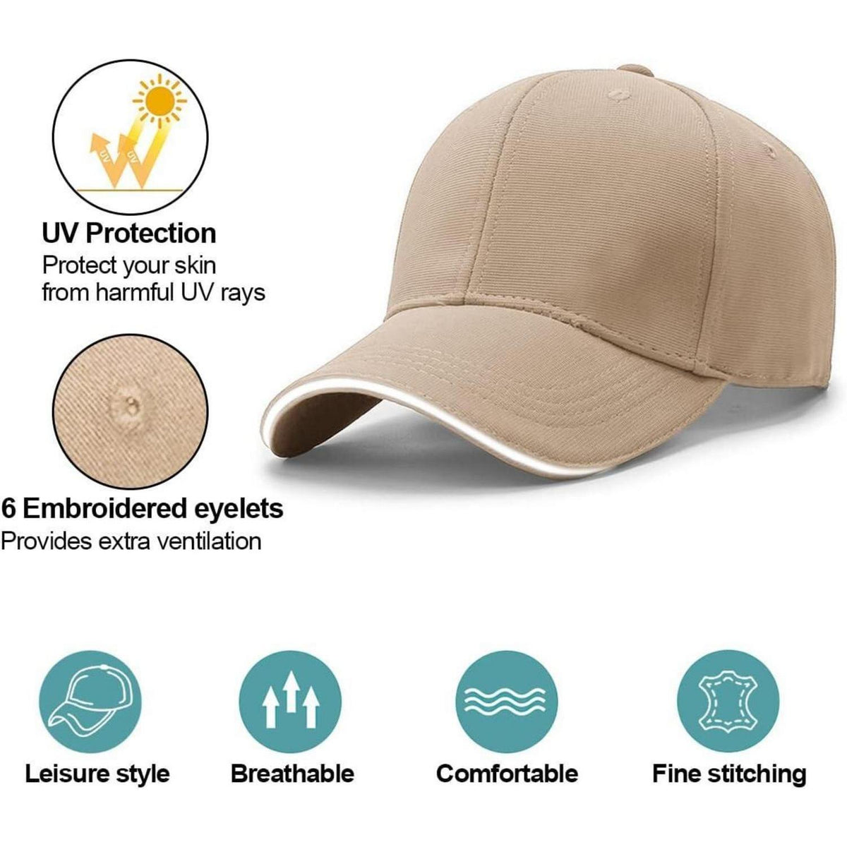 Herren Baseballmütze Baumwolle 6-Panel Plain Solid Color