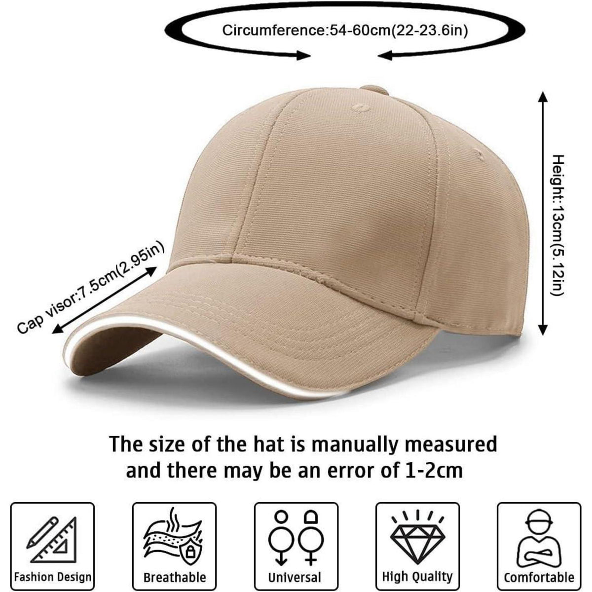 Herren Baseballmütze Baumwolle 6-Panel Plain Solid Color