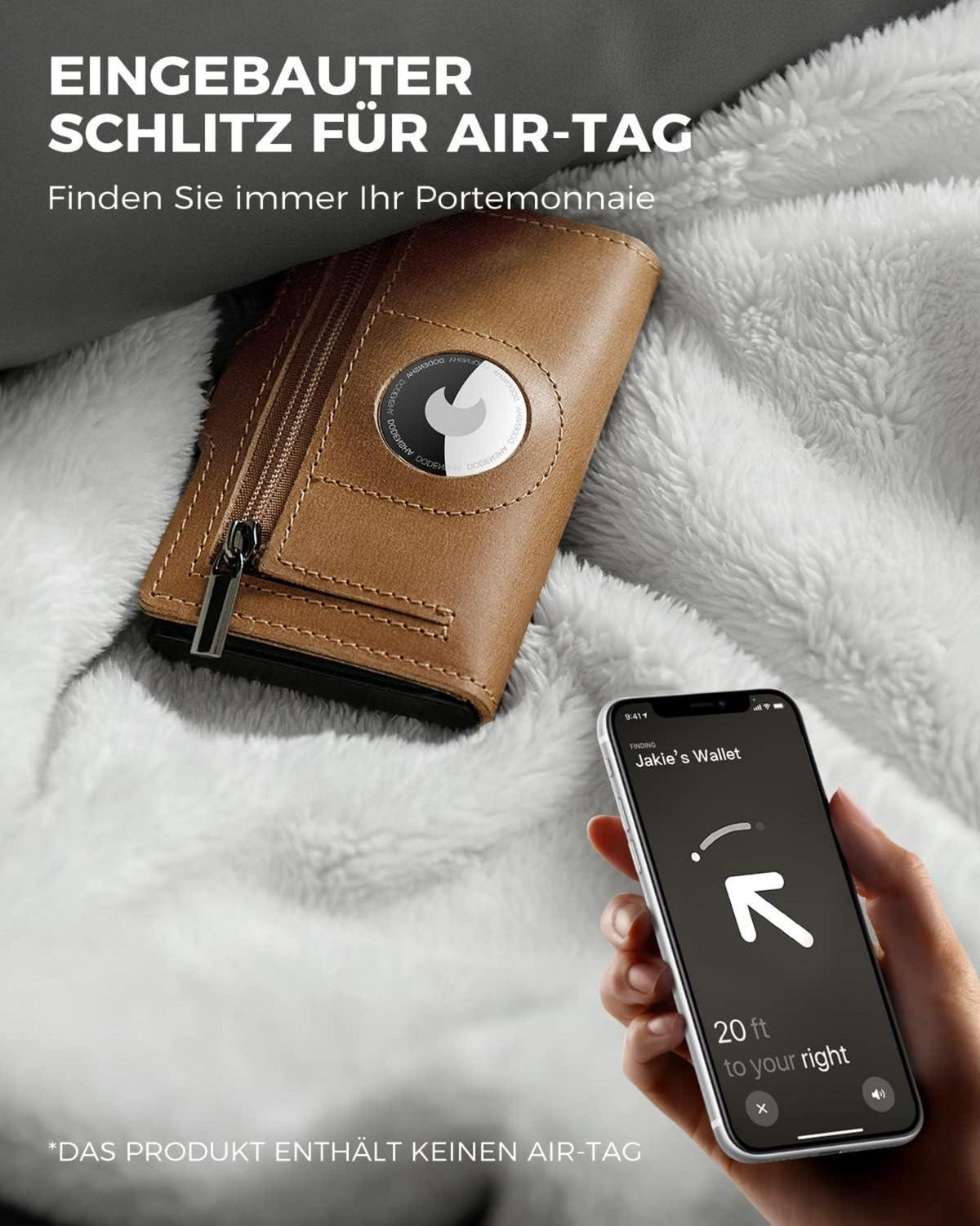 DODENSHA Airtag Kartenetui RFID Schutz Herren Slim Wallet Braun