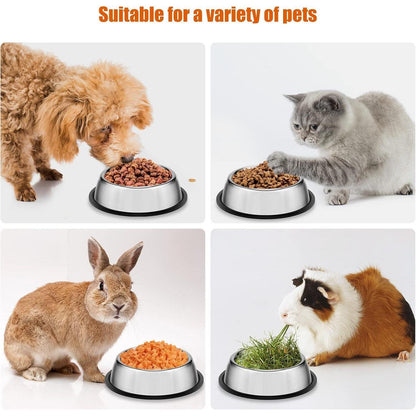 Katzennapf 4er Set mit Katzen Spielzeug Edelstahl 15,5 cm