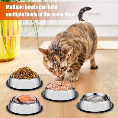Katzennapf 4er Set mit Katzen Spielzeug Edelstahl 15,5 cm