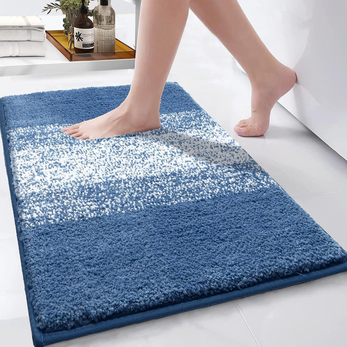 Weiche Badematte Mikrofaser 60x90 cm Saugfähig Rutschfest Hochflor