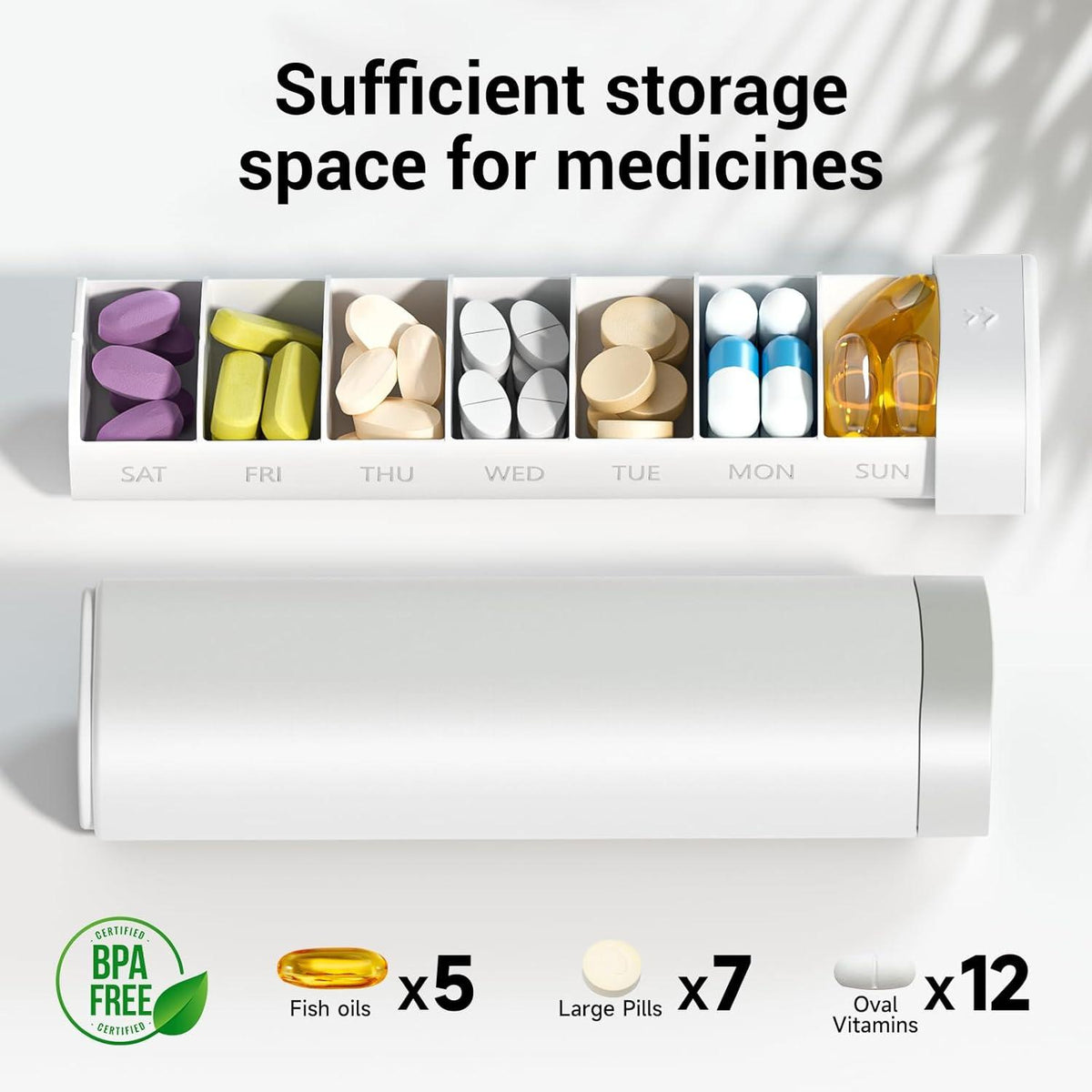 Tablettenbox 7 Tage BPA Frei Pillendose Reise Medikamentenbox Vitamine