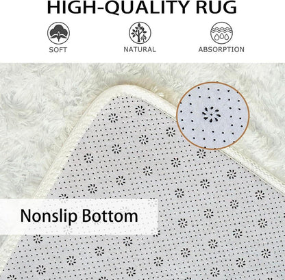 Hochflor Teppich Anti-Rutsch für Wohn- & Kinderzimmer 80x120 cm