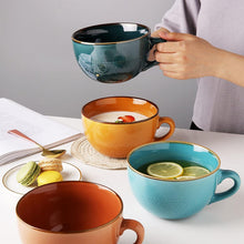 Große Keramik Kaffeetasse mit Henkel 700ml Blau