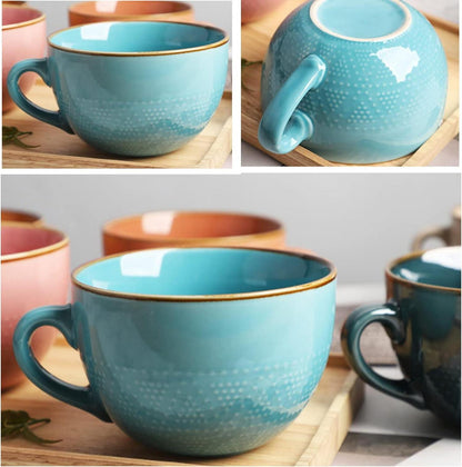 Große Keramik Suppentasse 700ml Kaffeetasse Jumbotasse XXL Blau