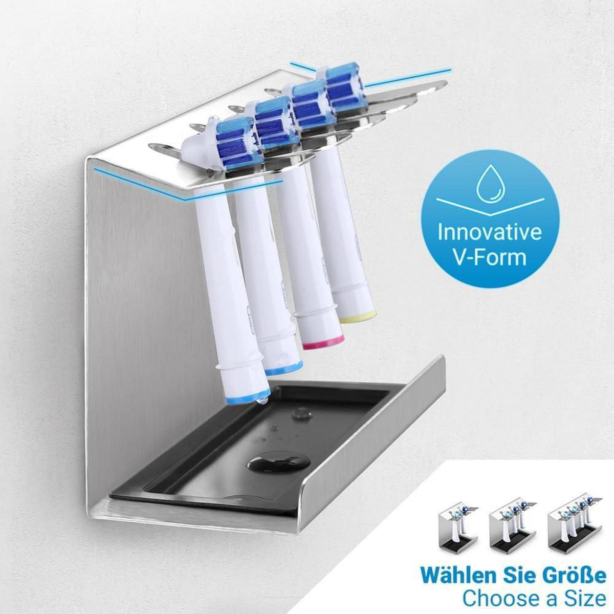 Edelstahl Zahnbürstenhalter für elektrische Zahnbürstenköpfe