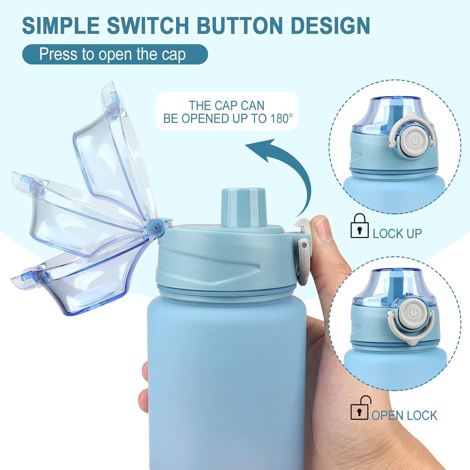 Sport Trinkflasche 1L BPA-frei Tritan Wasserflasche mit Verschlussdeckel 1000ml Blau Orange