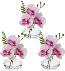 3er Set Kunstblumen Künstliche Orchideen Dekoblumen Glasvase