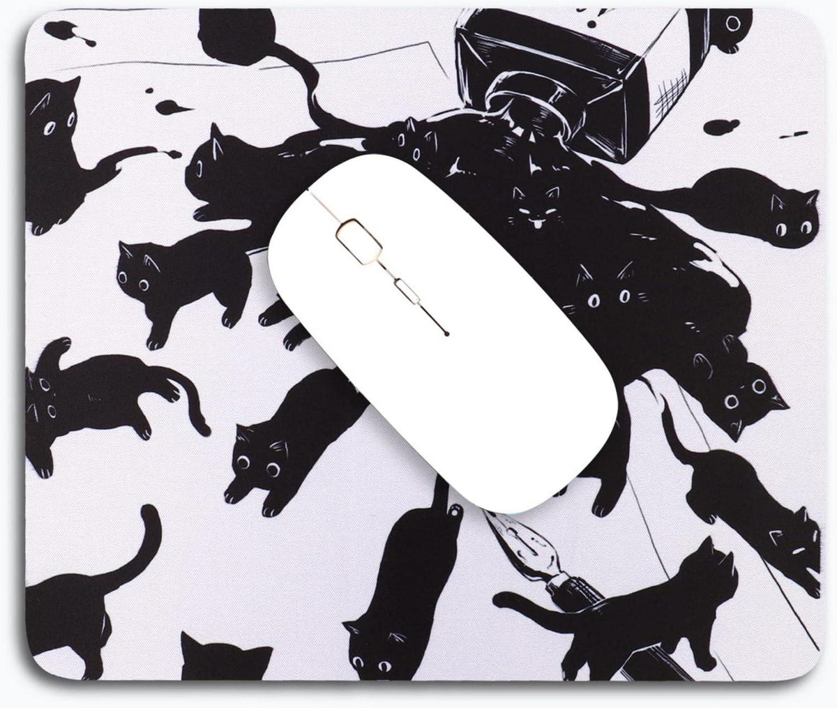 Kleines Katzenmotiv Mauspad Büro Gaming rutschfest abwaschbar 24x20cm