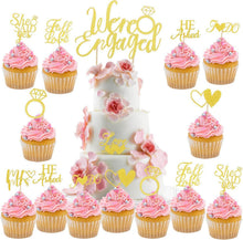 Gold Verlobung Cake Topper Set 25 STK We're Engaged Deko