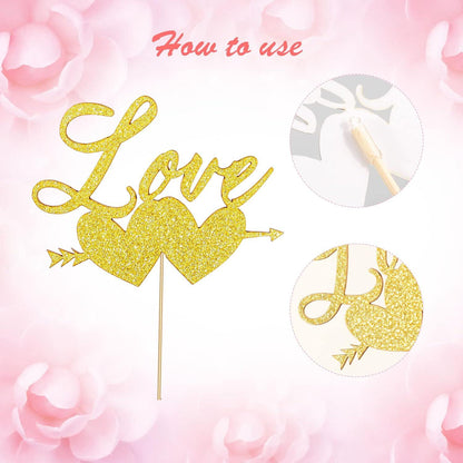 Verlobung Cake Topper Set Gold 25 Stk für Hochzeit, Deko