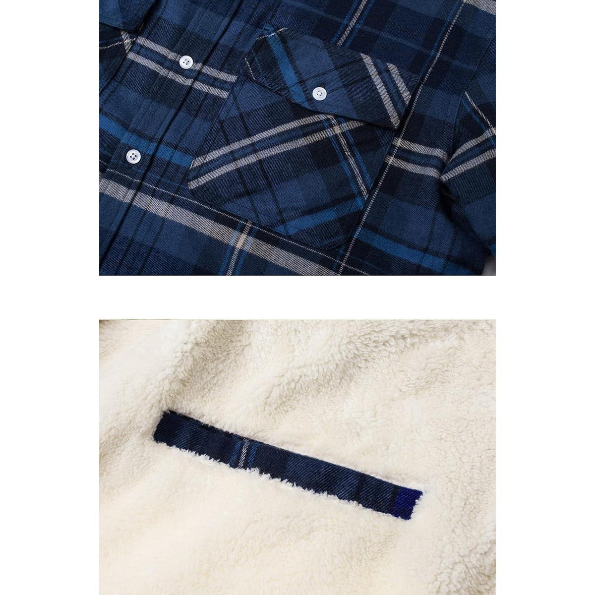 TACVASEN Herren Fleece Flanellhemd Winterjacke Blau Grau XL