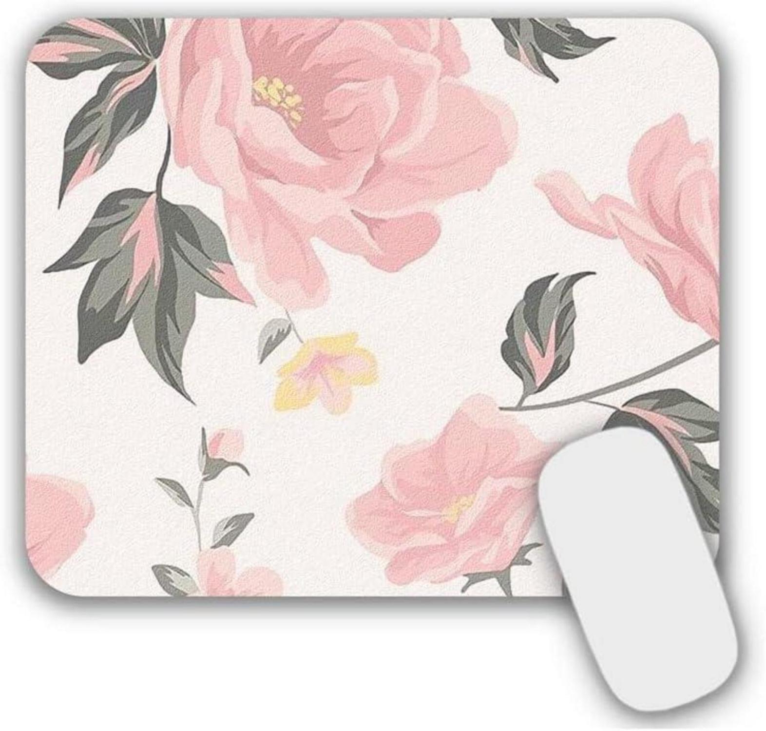 Mauspad Blumen Klein Rosa Motiv 24x20 cm SEO-optimiert