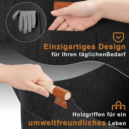 Ezilif Faltbarer Kaminholzkorb Filztasche 45x32x40cm Grau