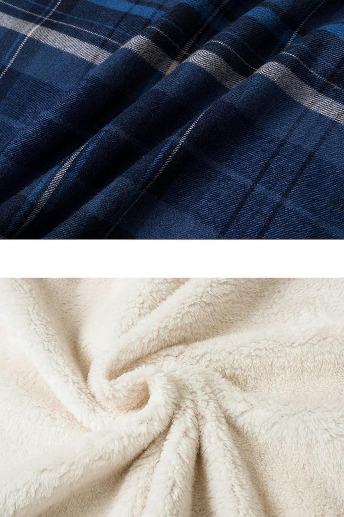 Herren Fleece Thermohemd Flanellholzfäller Winter Jacke Blau Grau S