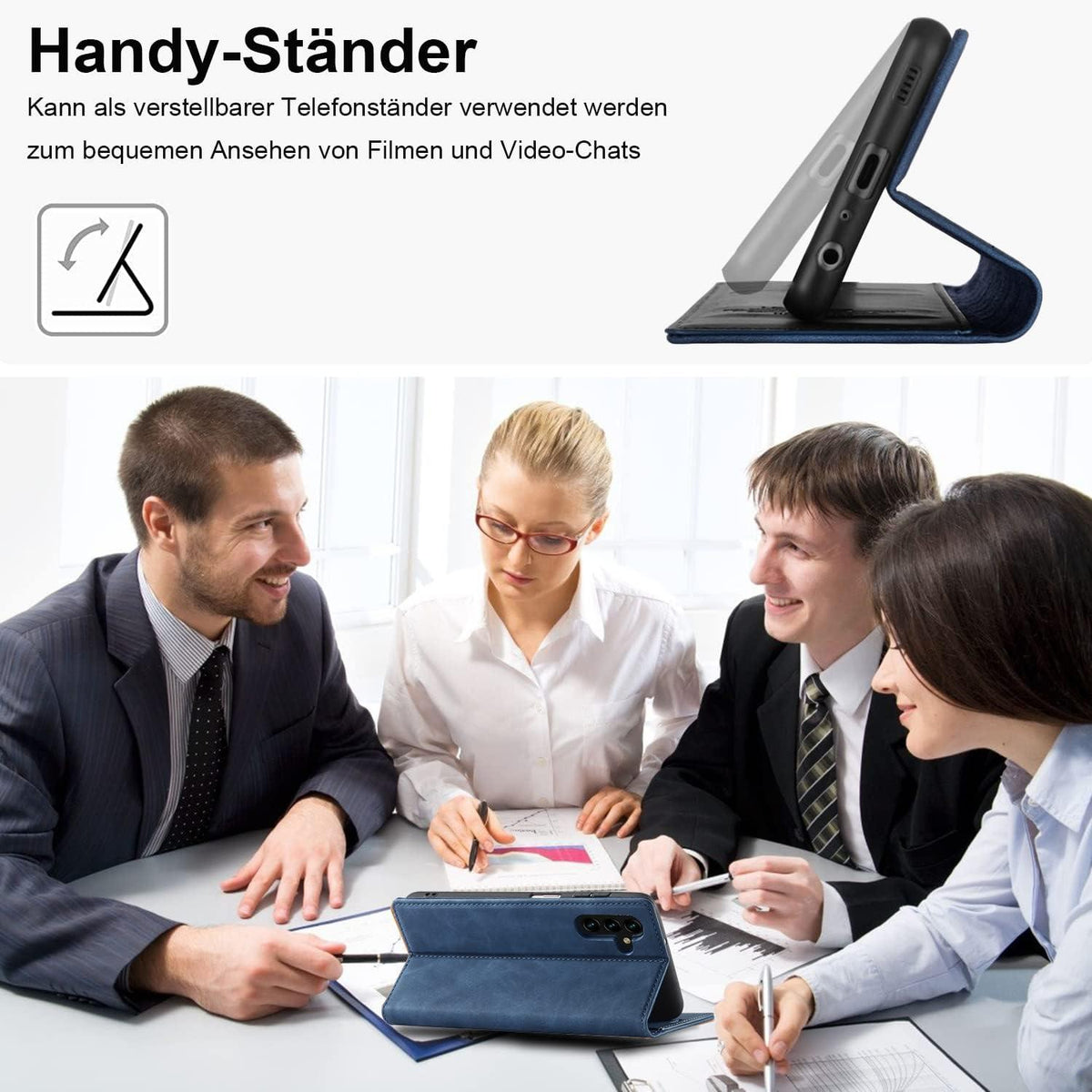 Samsung Galaxy A54 5G Handyhülle Leder Flip Wallet 360° Schutz Blau