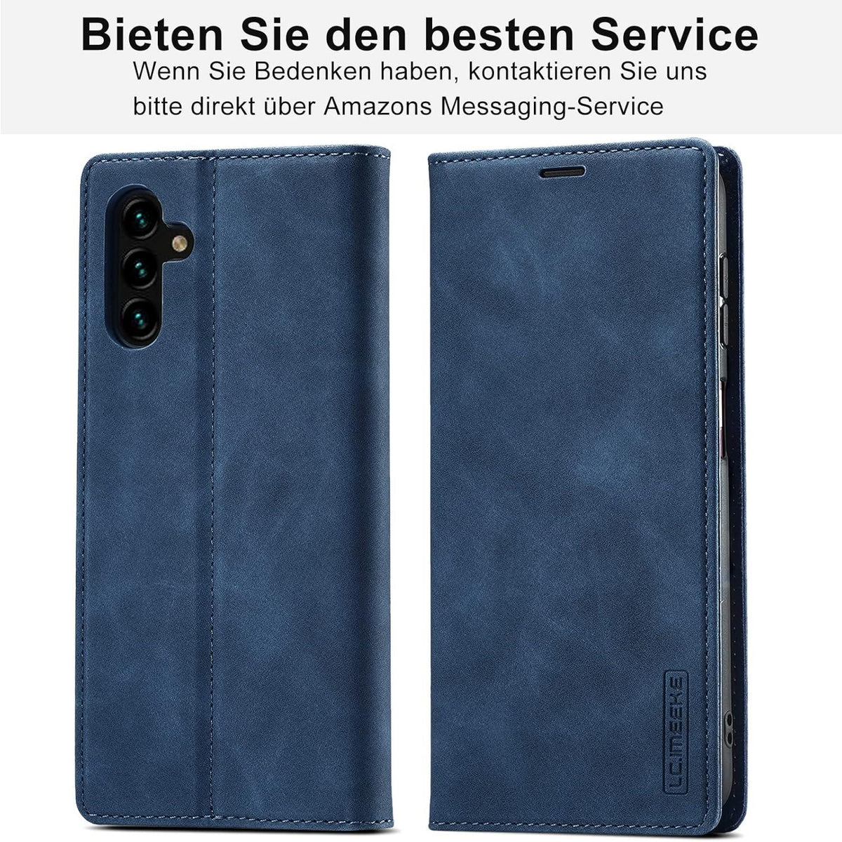 Hülle für Samsung Galaxy A54 5G Leder Wallet mit Schutzfolie Blau