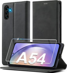 Samsung Galaxy A54 5G Hülle Leder Klappbar mit Schutzfolie