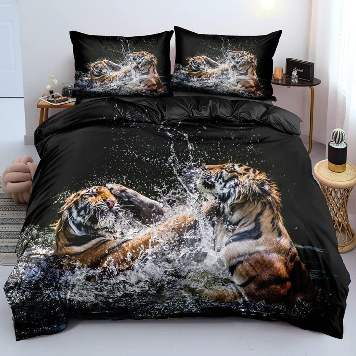 3D Tiger Bettwäsche 135x200 - Flauschig & Wendbar für Jungen