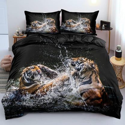 3D Tiger Bettwäsche 135x200 - Flauschig & Wendbar für Jungen