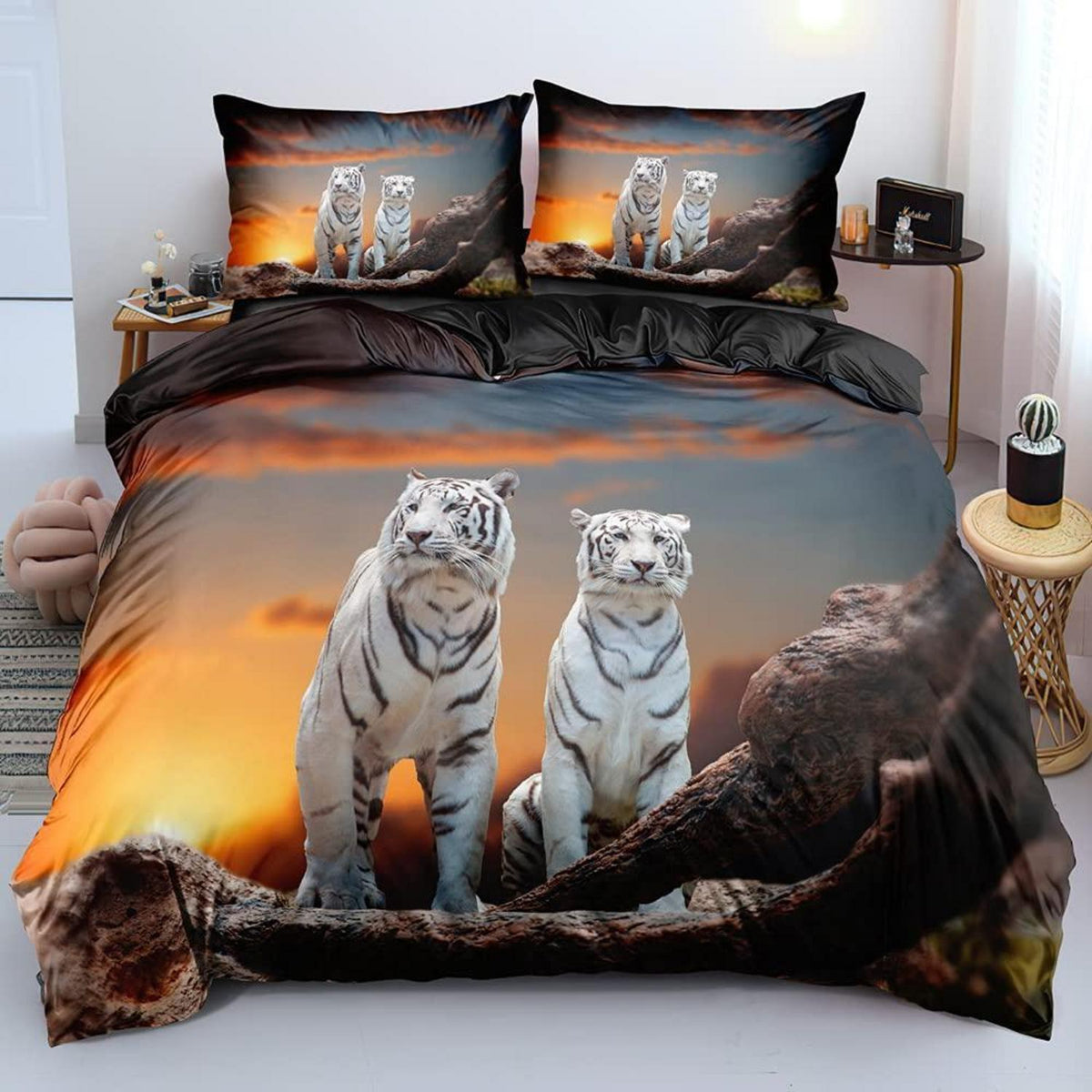3D Tiger Bettwäsche 135x200, 4-teilig, Flauschig & Weich