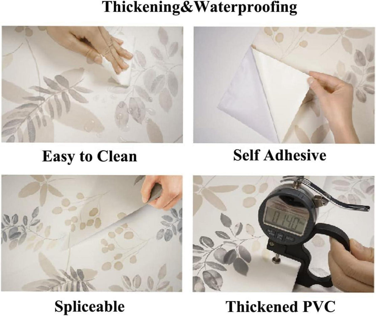 Selbstklebende Tapete Blumen Blätter Weiß Grau PVC 0.4x6m