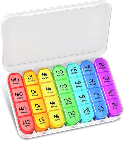 Tablettenbox 7 Tage Pillendose 4 Fächer BPA Frei transparent